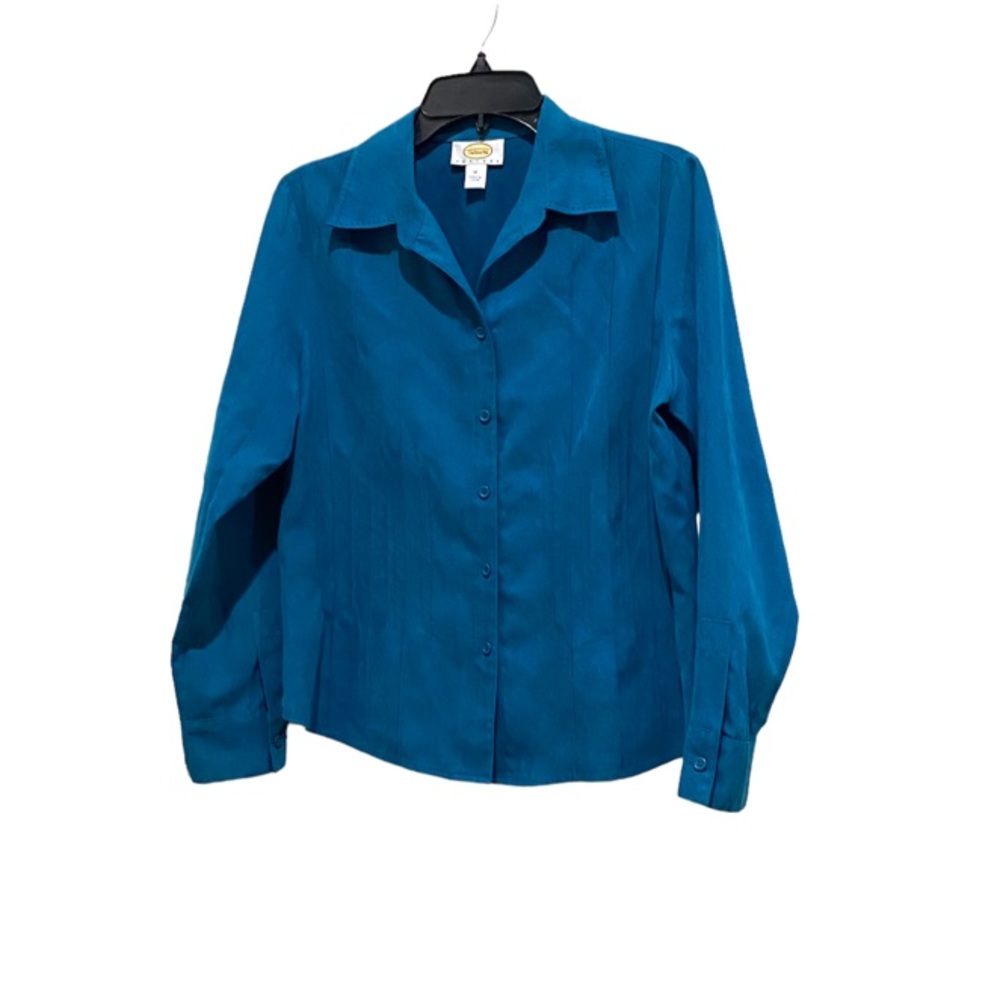 Talbots Women’s Turquoise Button Down Long Sleeve Shirt Petite Medium